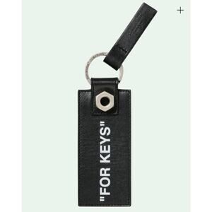 OFF-WHITE Virgil Abloh LEATHER “For Keys” Keychain Black W/Box & Dust Bag